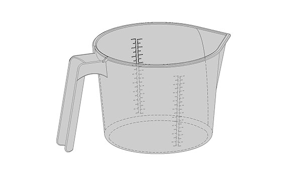 Low-profile pitcher designed with transparent material for easy viewing of contents.